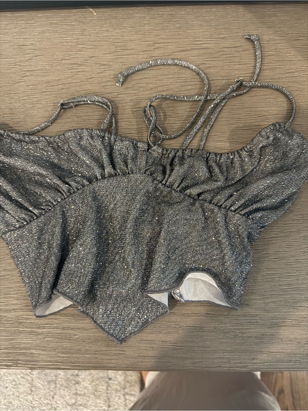 Urban Outfitters Shimmer Handkerchief Hem Bandeau - Silver